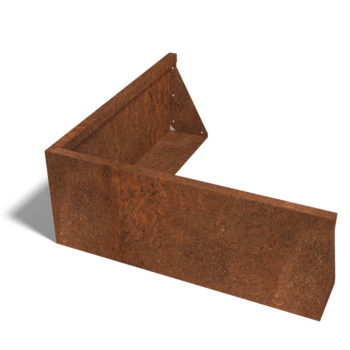 Muro de contenção de canto exterior em aço corten 100 x 100 cm (altura 40 cm)
