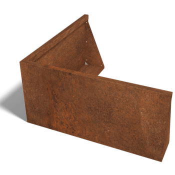 Muro de contenção de canto exterior em aço corten 100 x 100 cm (altura 50 cm)