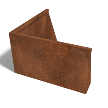 Muro de contenção de canto exterior em aço corten 100 x 100 cm (altura 60 cm)
