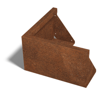 Muro de contenção de canto exterior em aço corten 50 x 50 cm (altura 30 cm)