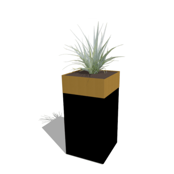 Plantenbak conjunto North Carolina preto & ouro 50 x 50 x 100 cm