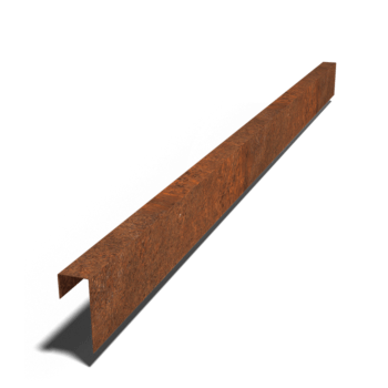 Perfil de sobreposto em aço corten 15 x 6 x 5 cm (comprimento 240 cm)
