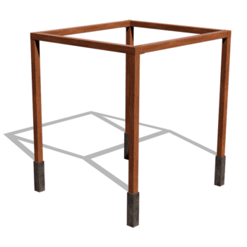 Pérgola quadrada em aço corten 274 x 250 cm