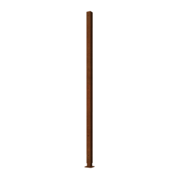 Suporte base plana canto  em aço corten com 190 x 6 x 6 cm