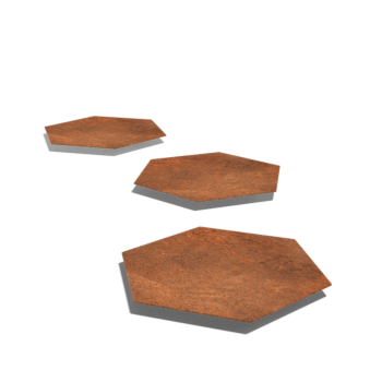 Ladrilho hexagonal em aço corten 50