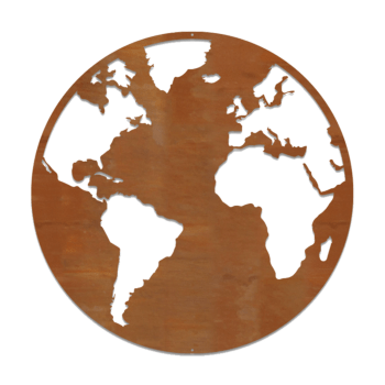 Decoração de paredes em aço corten Mapa-mundo
