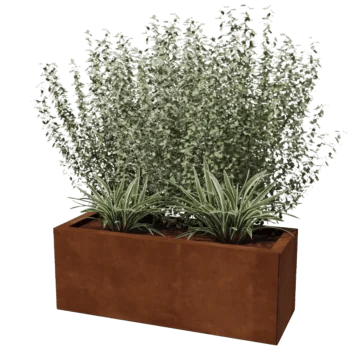 Floreira em aço corten - Retângulo - 30 x 80 cm
