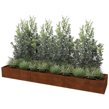 Floreira em aço corten XXL - Retângulo - 300 x 60 cm