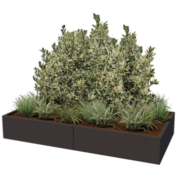 Floreira XXL em aço - Retângulo - 200 x 100 x 40 cm - Outra cor RAL - Sem placa de base