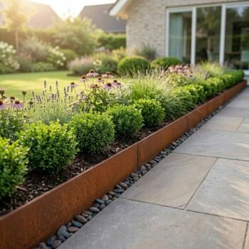 Bordadura em aço corten - Achatada - Altura 13 cm - 150 cm