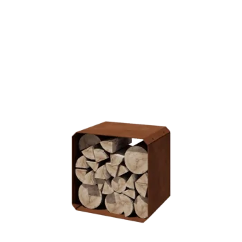 Abrigo para lenha em aço corten - Colorado 1 peça - 40 x 40 x 40 cm