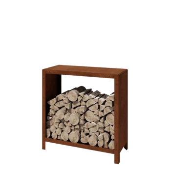Abrigo para lenha em aço corten - Indiana - 100 x 40 x 100 cm