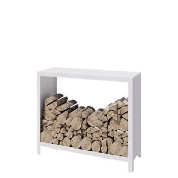Abrigo para lenha em aço - Indiana - 120 x 40 x 100 cm - RAL9010 fosco (branco)