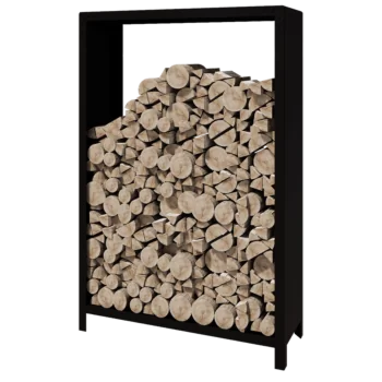 Abrigo para lenha em aço - Indiana - 120 x 40 x 180 cm - RAL9005 fosco (preto)