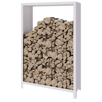 Abrigo para lenha em aço - Indiana - 120 x 40 x 180 cm - RAL9010 fosco (branco)