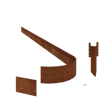 Bordadura em aço corten - Achatada FLEX - Altura 13 cm - Conjunto completo 24 metro