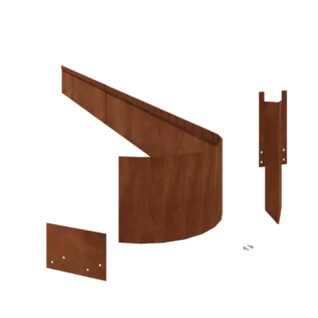 Bordadura em aço corten - Achatada FLEX - Altura 23 cm - Conjunto completo 15 metro