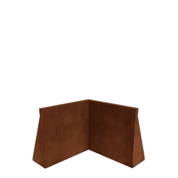 Muro de contenção em aço corten - Canto interno - 50 x 50 x 50 cm