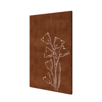 Painel decorativo em aço corten - Tulipa assimétrico - 120 x 6 x 190 cm