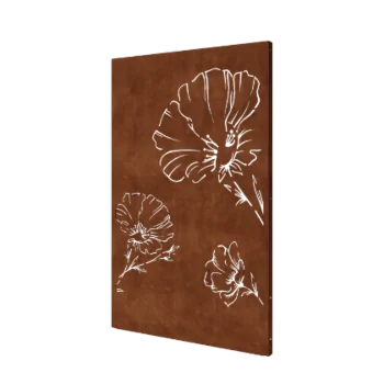 Painel decorativo em aço corten - Papoila - 120 x 6 x 190 cm