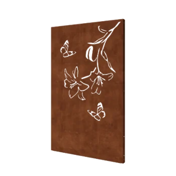 Painel decorativo em aço corten - Lírio - 120 x 6 x 190 cm