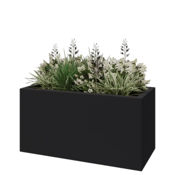 Floreira em fibra de vidro - Retângulo - 120 x 50 x 40 cm - RAL7021 mate (cinzento preto) - Com fundo