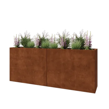 Floreira XXL em aço corten - Retângulo - 200 x 40 x 80 cm - Sem placa de base