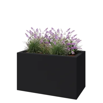 Floreira em fibra de vidro - Retângulo - 100 x 50 x 60 cm - RAL7021 mate (cinzento preto) - Com fundo