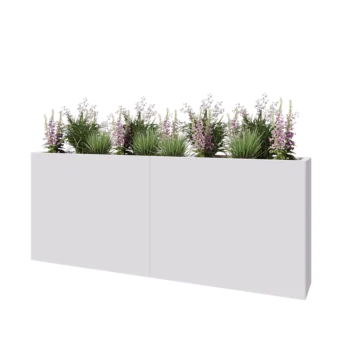 Floreira XXL em aço - Retângulo - 200 x 30 x 80 cm - RAL9010 fosco (branco) - Com placa de base