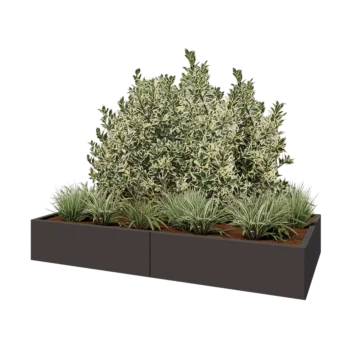 Floreira XXL em aço - Retângulo - 200 x 100 x 30 cm - RAL7016 fosco (cinzento antracite) - Com placa de base