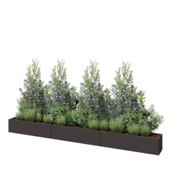 Floreira XXL em aço - Retângulo - 360 x 30 x 30 cm - RAL7016 fosco (cinzento antracite) - Com placa de base