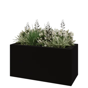 Floreira em fibra de vidro - Retângulo - 120 x 50 x 40 cm - RAL9005 mate (preto) - Com fundo