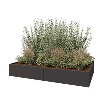 Floreira XXL em aço - Retângulo - 200 x 120 x 30 cm - RAL7016 fosco (cinzento antracite) - Sem placa de base