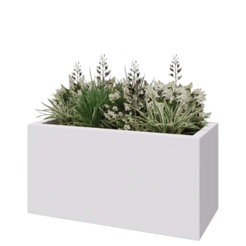 Floreira em fibra de vidro - Retângulo - 120 x 50 x 40 cm - RAL9010 mate (branco) - Com fundo