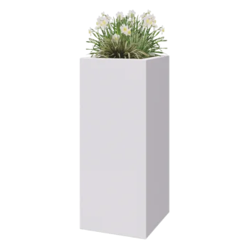 Floreira em fibra de vidro - Quadrado - 50 x 50 x 120 cm - RAL9010 mate (branco) - Com fundo