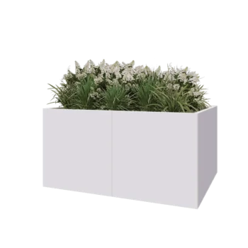 Floreira XXL em aço - Retângulo - 160 x 120 x 80 cm - RAL9010 fosco (branco) - Com placa de base