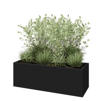 Floreira em fibra de vidro - Retângulo - 120 x 40 x 40 cm - RAL7021 mate (cinzento preto) - Com fundo