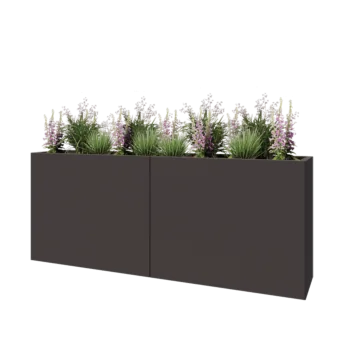 Floreira XXL em aço - Retângulo - 200 x 40 x 80 cm - RAL7016 fosco (cinzento antracite) - Sem placa de base
