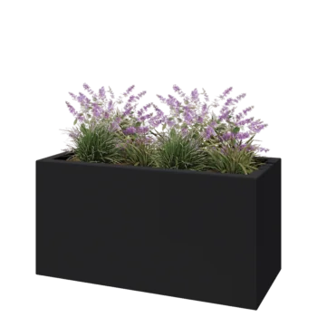 Floreira em fibra de vidro - Retângulo - 120 x 50 x 60 cm - RAL7021 mate (cinzento preto) - Com fundo