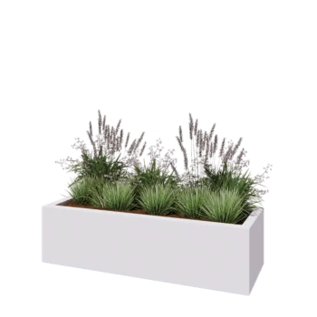 Floreira em fibra de vidro - Retângulo - 150 x 50 x 40 cm - RAL9010 mate (branco) - Com fundo