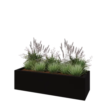 Floreira em fibra de vidro - Retângulo - 150 x 50 x 40 cm - RAL9005 mate (preto) - Com fundo