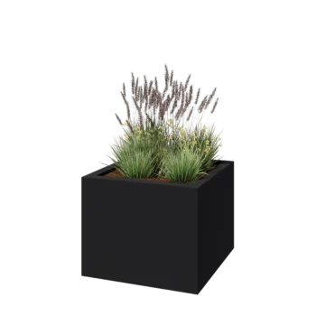 Floreira em fibra de vidro - Quadrado - 100 x 100 x 80 cm - RAL7021 mate (cinzento preto) - Com fundo