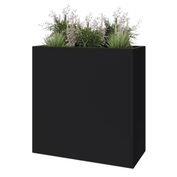 Floreira em fibra de vidro - Retângulo - 100 x 40 x 100 cm - RAL7021 mate (cinzento preto) - Com fundo