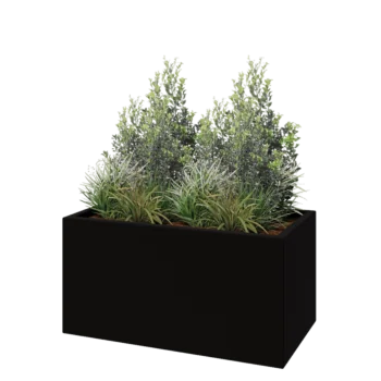 Floreira em fibra de vidro - Retângulo - 100 x 50 x 50 cm - RAL9005 mate (preto) - Com fundo