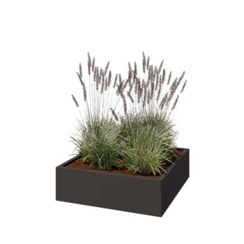 Floreira em aço - Quadrado - 100 x 100 x 30 cm - RAL7016 fosco (cinzento antracite) - Sem placa de base