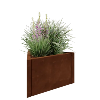 Floreira em aço corten - Triângulo equilátero - 70,6 x 61 x 40 cm - Sem placa de base