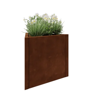 Floreira em aço corten - Triângulo equilátero - 70,6 x 61 x 60 cm - Sem placa de base