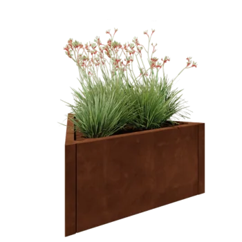 Floreira em aço corten - Triângulo equilátero - 90,6 x 78,3 x 40 cm - Sem placa de base