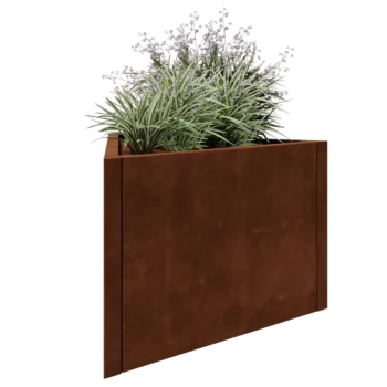 Floreira em aço corten - Triângulo equilátero - 90,6 x 78,3 x 60 cm - Sem placa de base