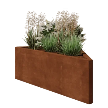 Floreira em aço corten - Triângulo isósceles - 112,2 x 60,5 x 40 cm - Sem placa de base